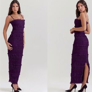 HOUSE OF CB 'Solana' Grape Sequin Pleat Corset Dress NWOT